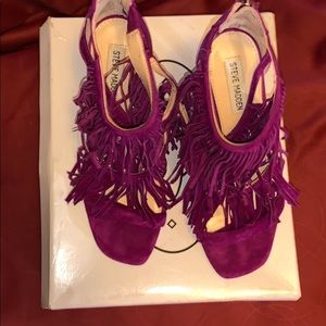 Steve Madden Fringe Purple Suede Heels